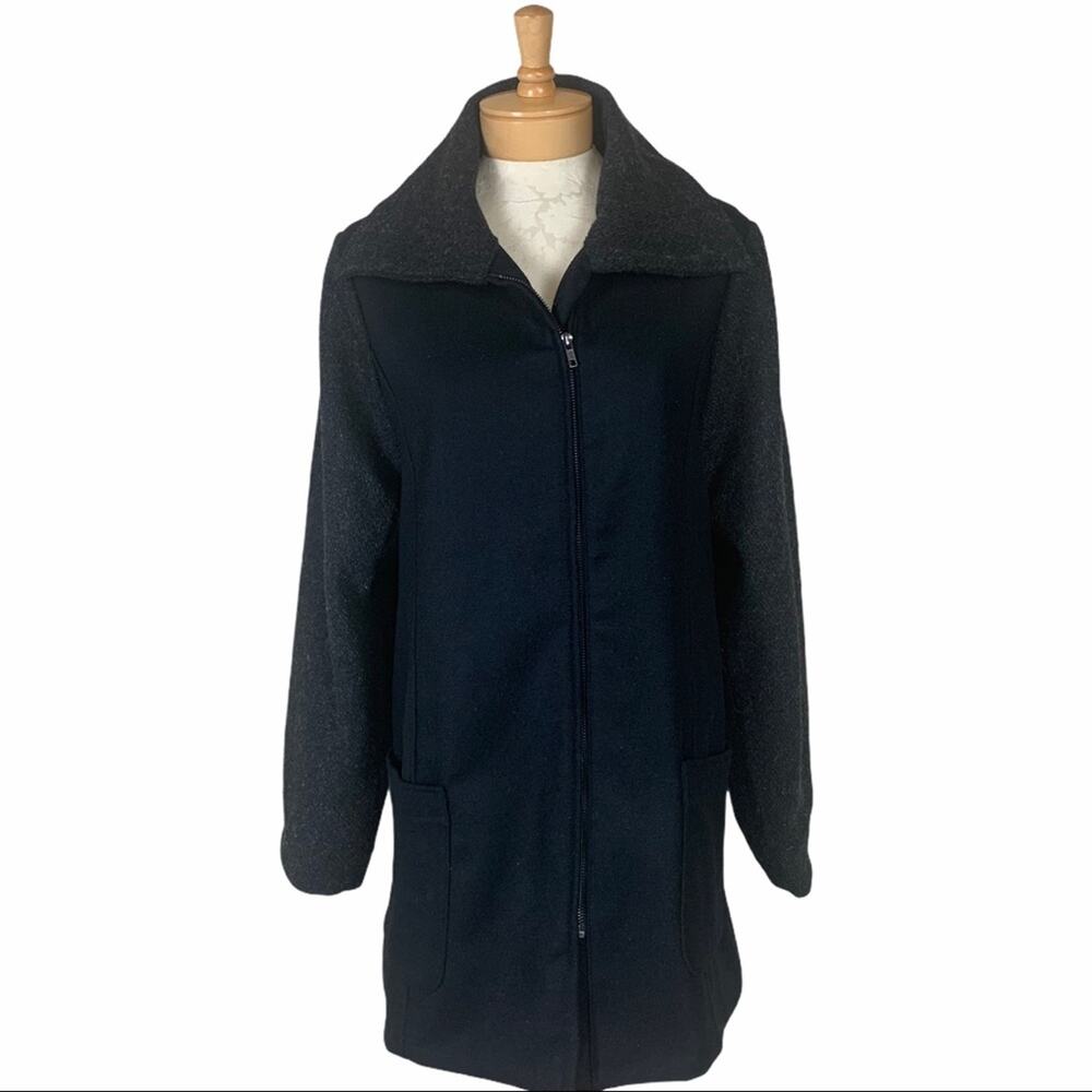 Jet by John Eshaya Wool Coat Black Size Large